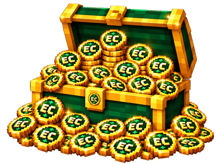 An illustrated EasyCraft Coin treasure chest